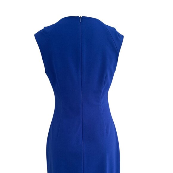 Calvin Klein Royal Blue Sleeveless Ruched Sheath Dress, Women's Size 10 - Picture 6 of 10